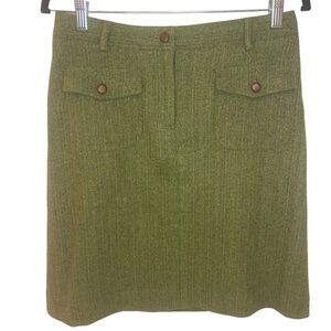 Lilly Pulitzer Wool Blend Olive Green and Pink Striped Pencil Skirt